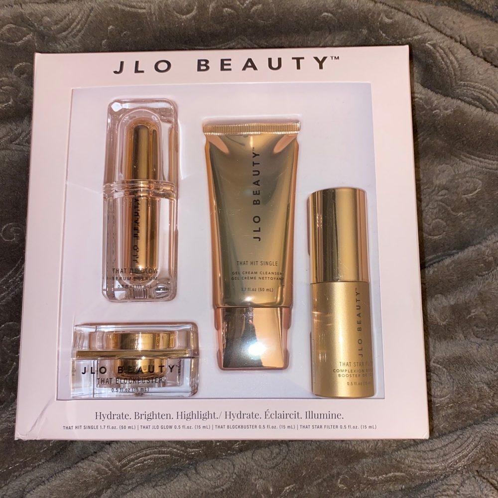 JLo Beauty That JLo Glow 4 Piece Kit Skincare Set Cleanser, Serum, Cream, Boost